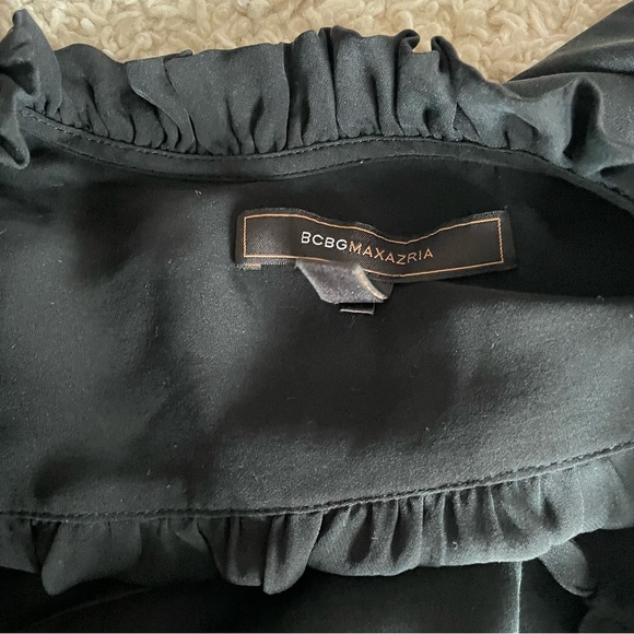 BCBGMaxAzria Black Tie-Neck Blouse - Picture 3 of 4